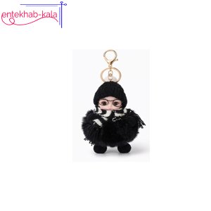 آویز جاکلیدی طرح دختر عینکی رنگ مشکی